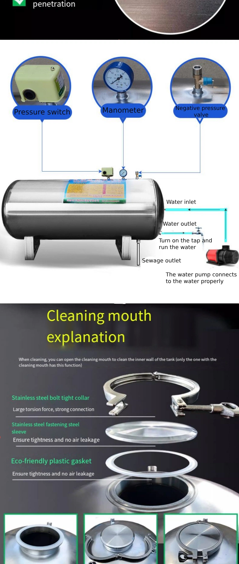 Small High Pressure Vessels with Stainless Steel Shell Pressure Vessels for Petrochemicals