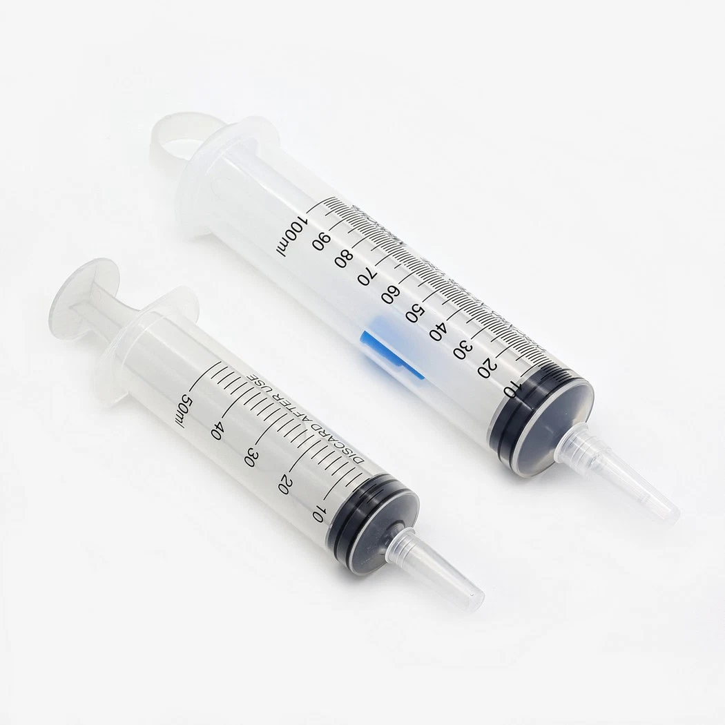 Medical Disposable Latex/Latex Free Clear Scale White/Colored Plunger Irrigation Dosing Syringe with Nozzle