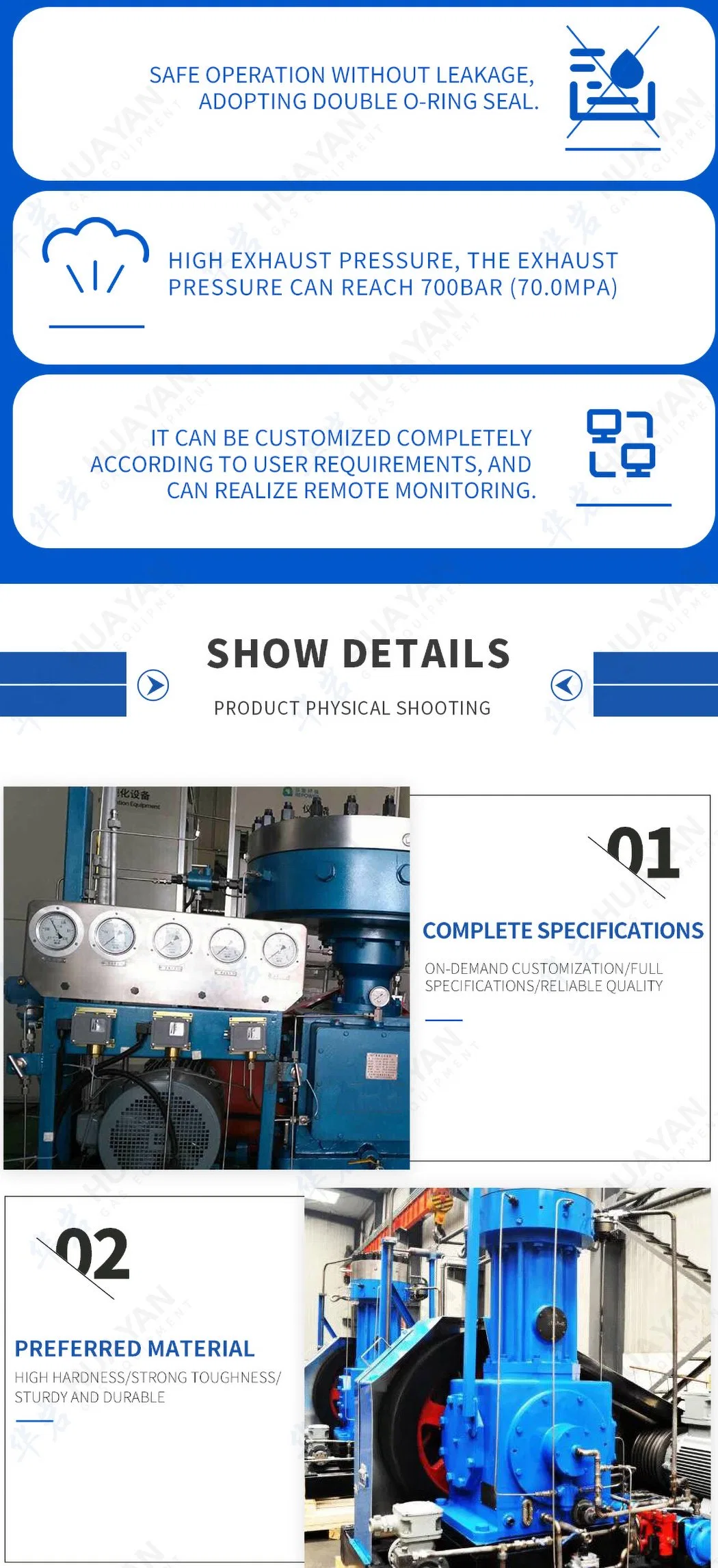 Air Cooled Methylene CH4 Reciprocating Piston Compressor CNG Compressor Natural Gas Filling Station