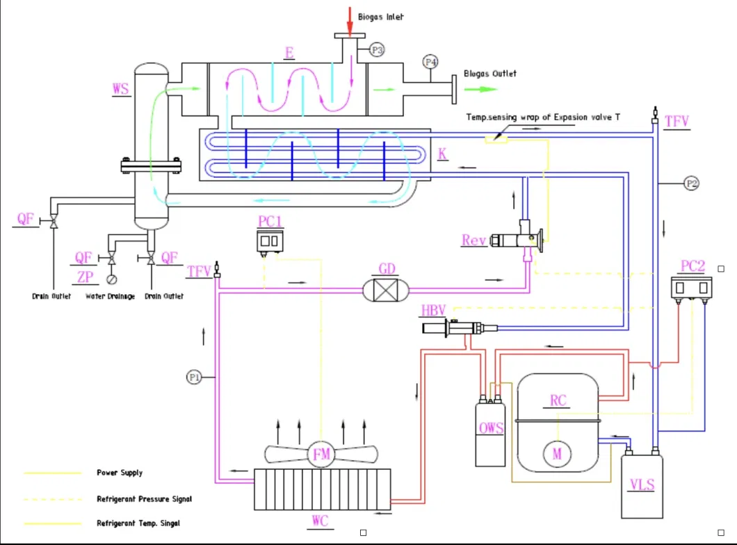 100~10000m3/H Biogas Dehumidification Chiller System