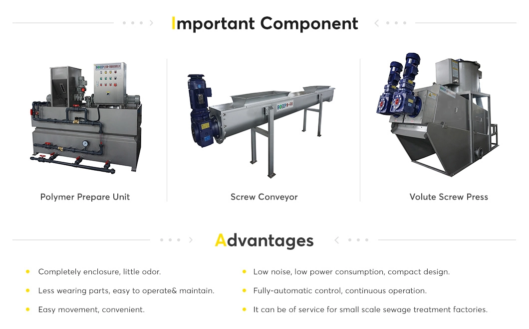 Skid Mounted Thickening and Dewatering Equipment for Mobile Sewage Treatment