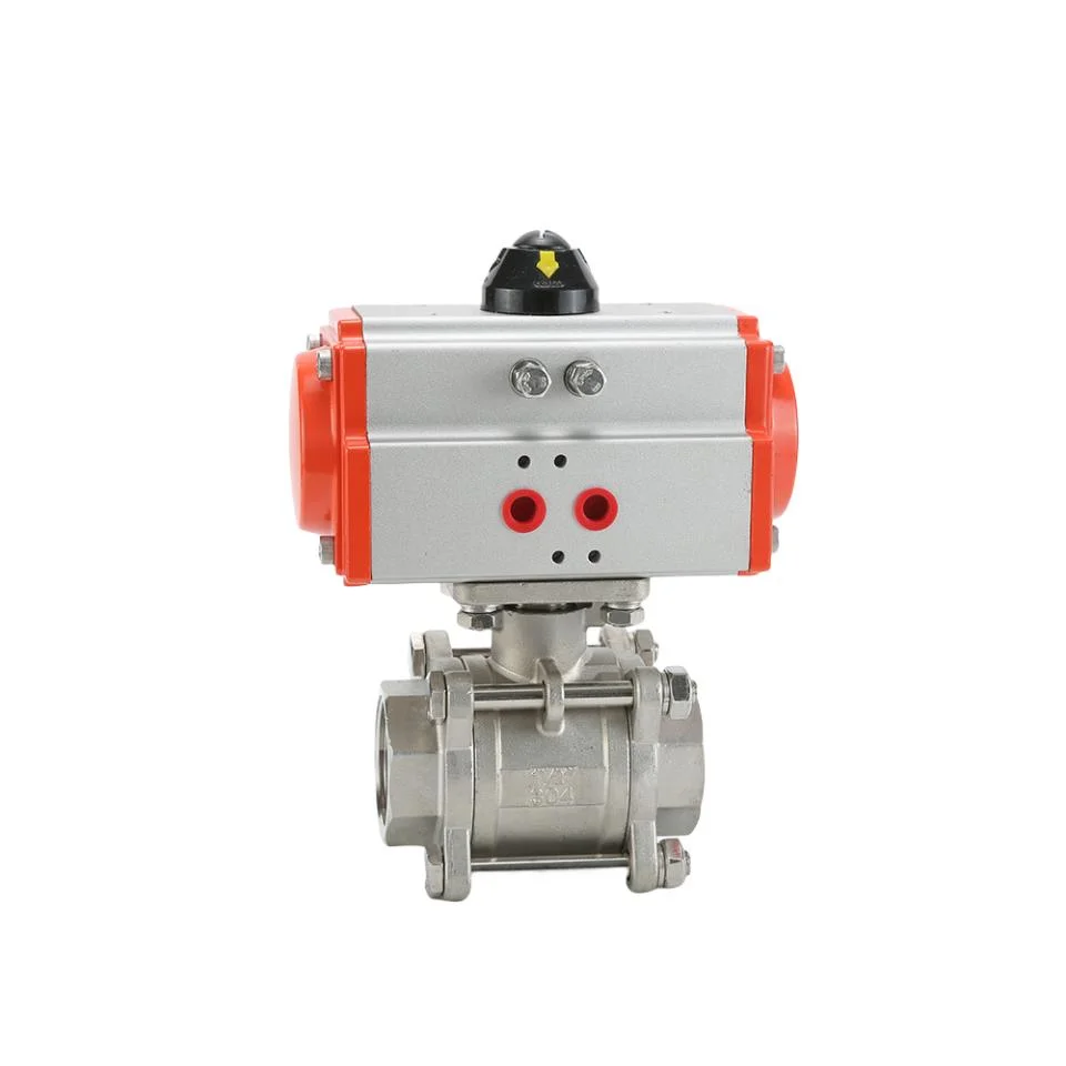 304 316 Hygienic Air Pneumatic Actuator 3PC Manual Ball Valve