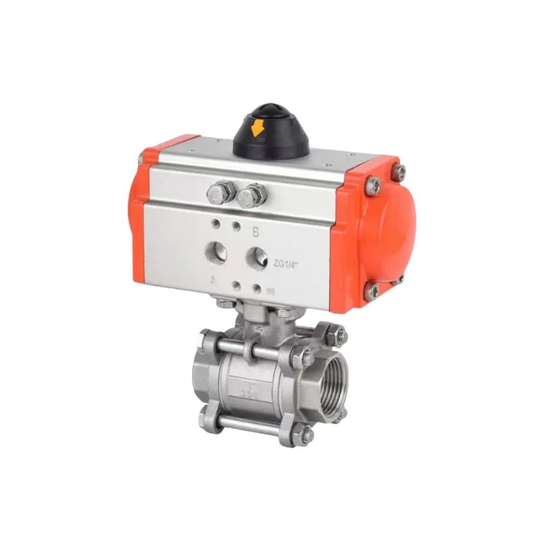 304 316 Hygienic Air Pneumatic Actuator 3PC Manual Ball Valve