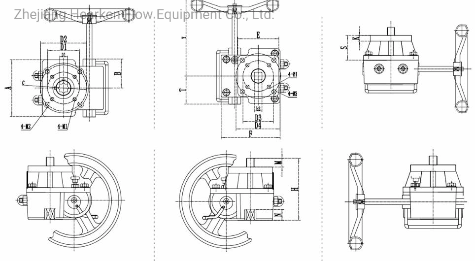 Hdm Series De-Clutchable Manual Override Worm Gear Box for Pneumatic Actuator and Valves