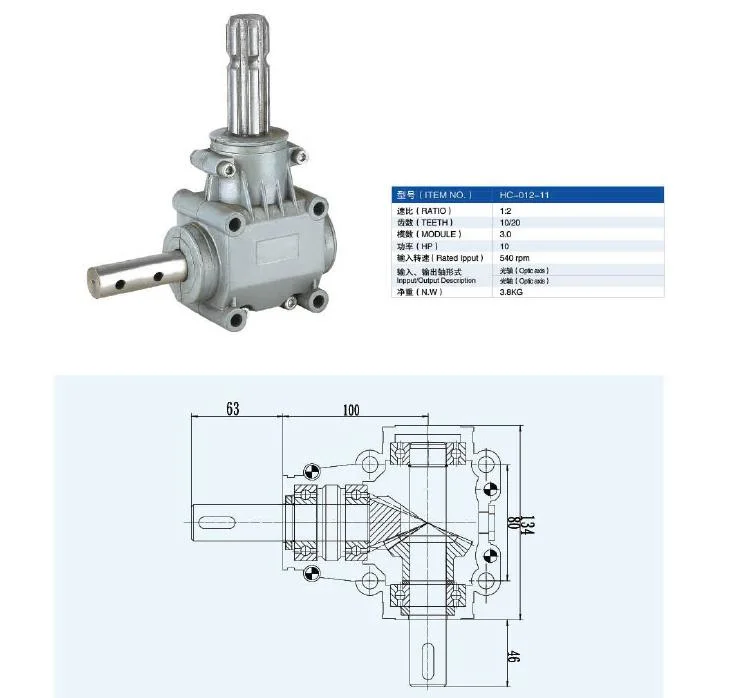 90 Degree Agricultural Pto Gearbox for Tractor Slasher Rotary Tiller