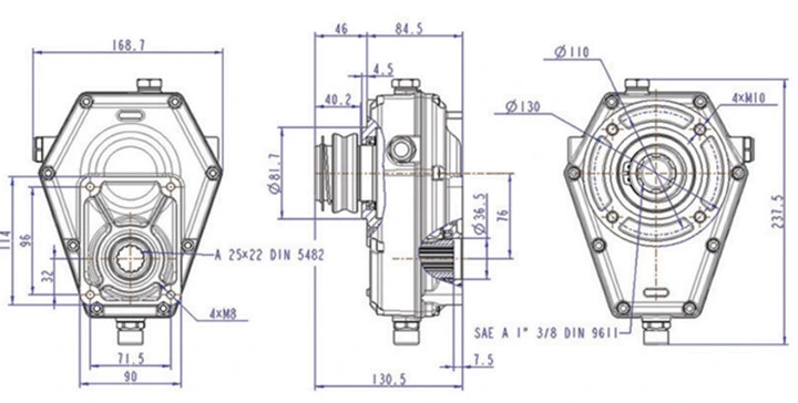 Pto Gearbox Group 2 Female Shaft Quick Release