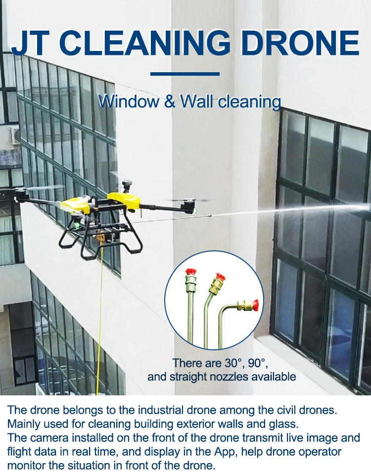 Efficiently Cleaning Real-Time Monitoring Easy Setup Reach Inaccessible Areas up to 30-100 Meters High Very Friendly Washing Cleaning Drones