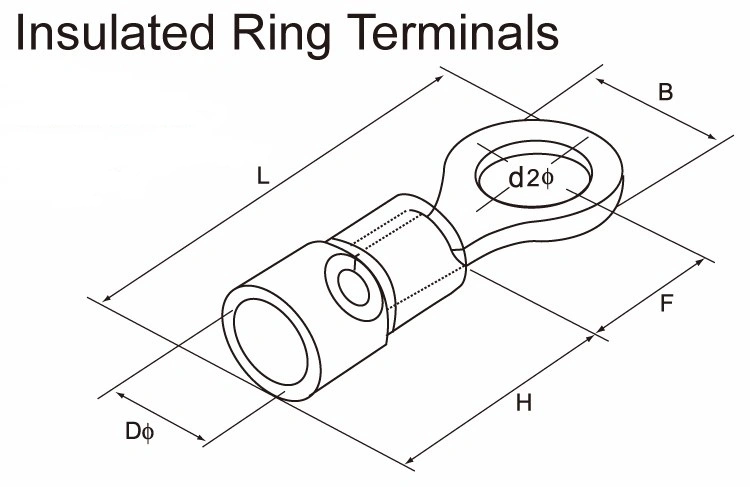 Electrical Blue Ringpre-Insulated Terminals Blue Wire Ring Insulated Stud Connector 500V Dual Lug