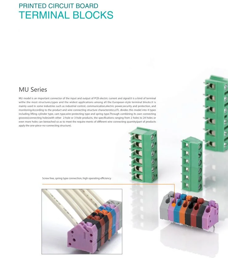 PCB Terminal Block Came Connection European Terminal Block Mu2.5ca-H5.0