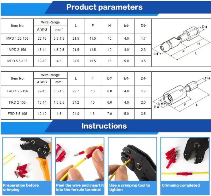 Waterproof Quick Disconnect Wire Electrical Bullet Male Terminal Connectors