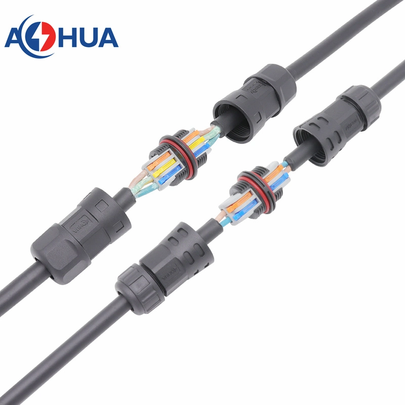 IP67 Screwless Fast Connector LED Outdoor Lighting Waterproof Cable Connector L Type Quick Connector M21 2pin Straight 2 Way No Screw Power Cable Connector