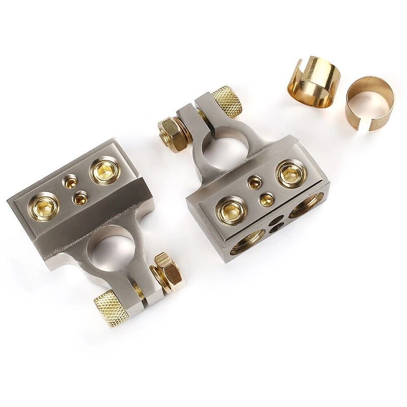 Gold Plated Series Car Automotive Marine Audio Positive Negative Port Battery Terminal Connectors 0 2 4 8 AWG Gauge Inputs