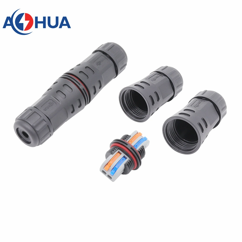 IP67 Screwless Fast Connector LED Outdoor Lighting Waterproof Cable Connector L Type Quick Connector M21 2pin Straight 2 Way No Screw Power Cable Connector