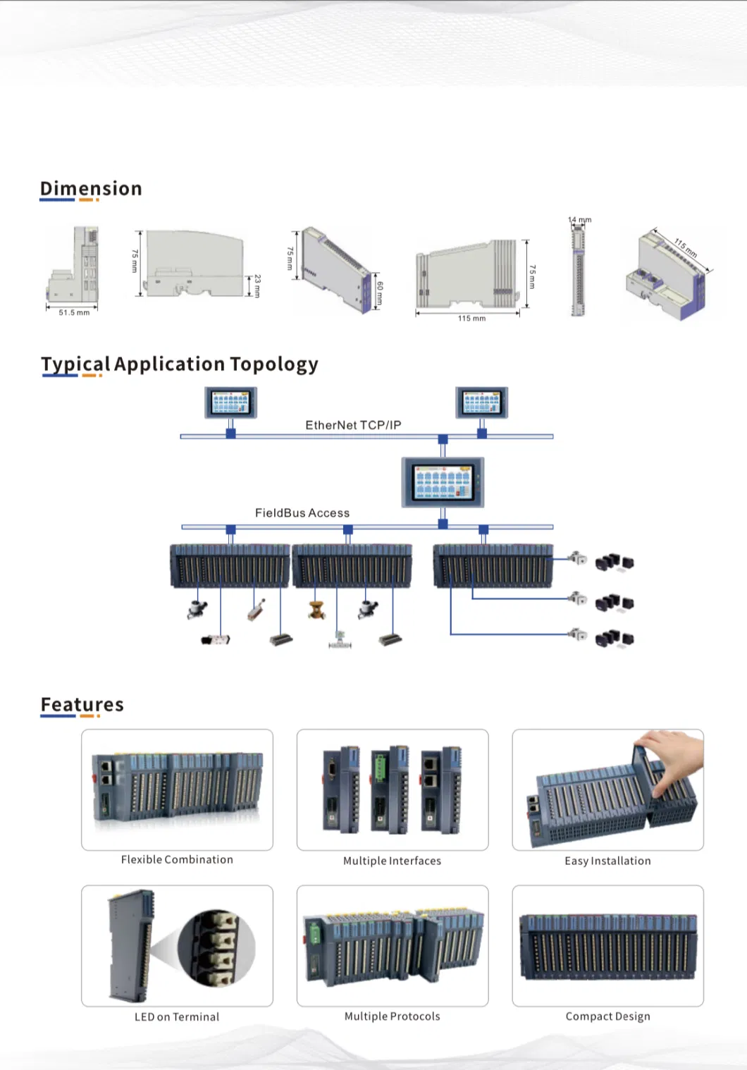 Remote Profinet I/O Network Adapter for PLC, 32 Io Module Slots Extensible, Input &amp; Output Max 1440bytes, Support No Mrp Redudancy