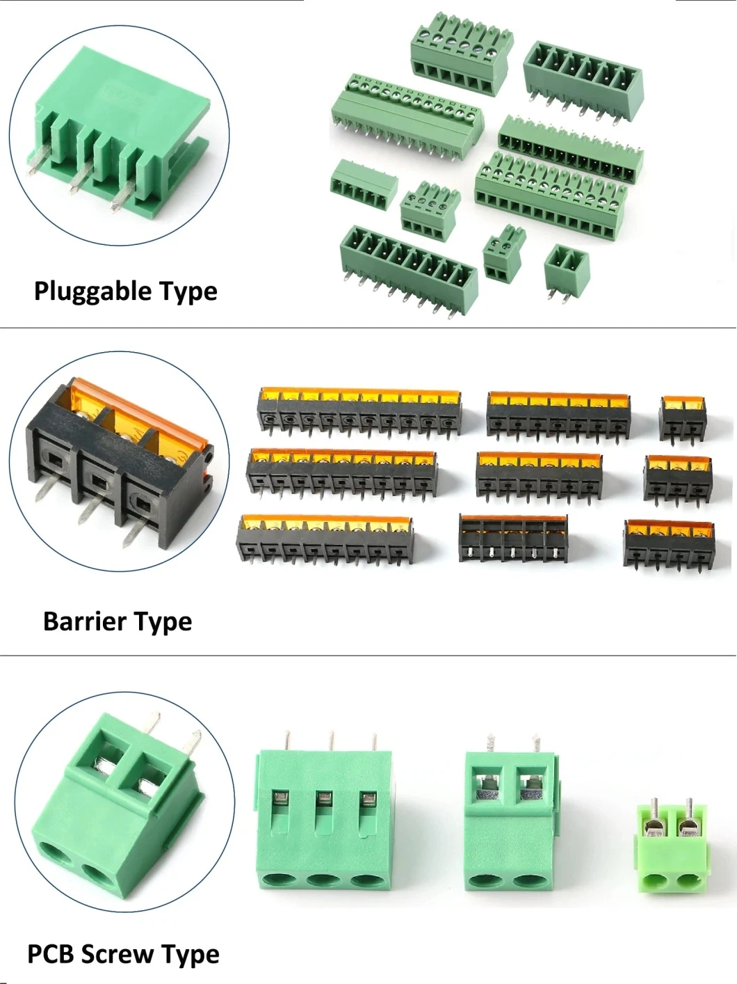 3 Pin 5mm Pitch PCB Screw Mount Type Terminal Block Connector