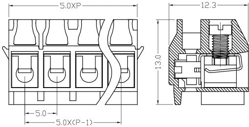 Customizable Matching Terminal Blocks Pitch 5.0mm PCB Connector Male Header Pin Connectors