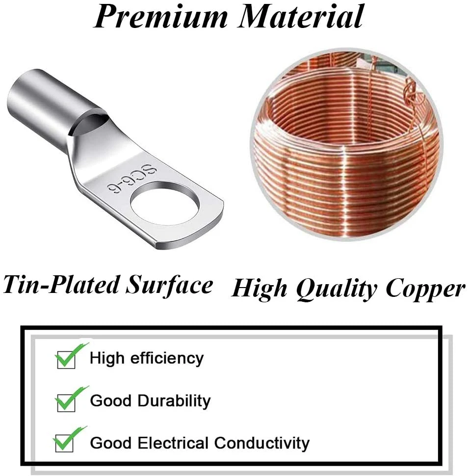 Copper Battery Brass Cable Connector Cable Lug Crimp Insulated Terminal Ring Crimp Terminal