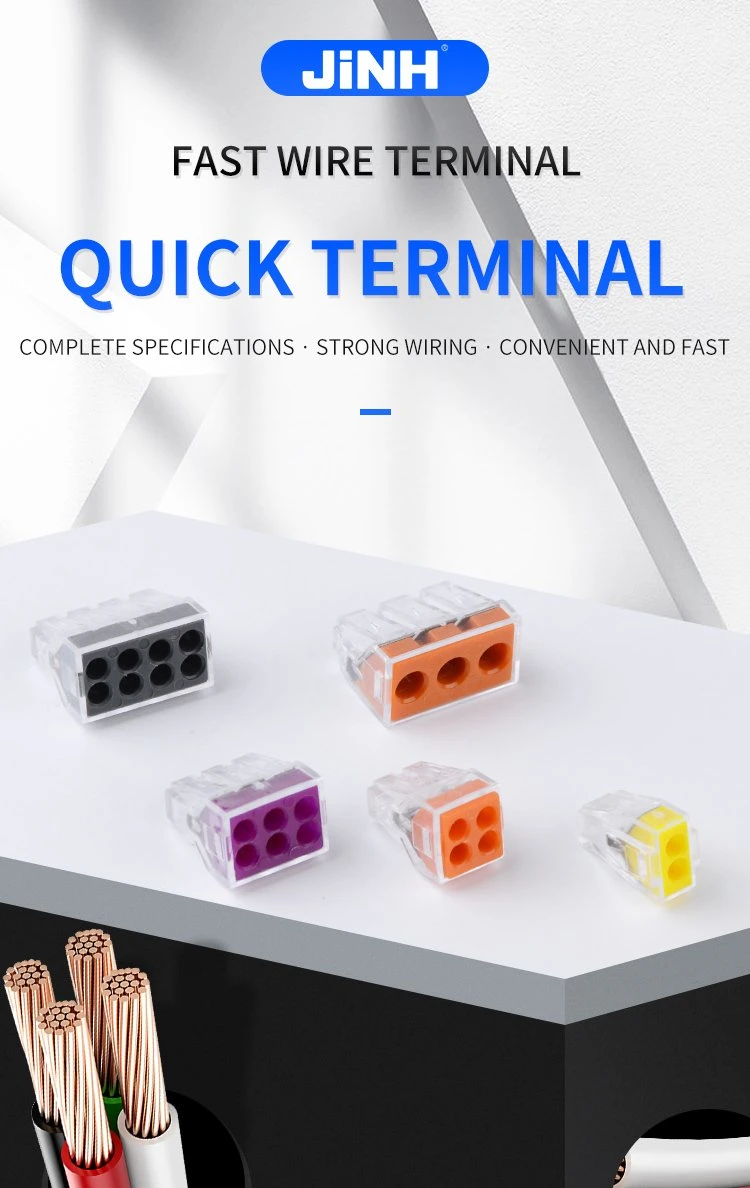 Compact Strip PCB Copper 1 to 2.5mm2 24A 2 Way Yellow Fast Wire Connector Universal Cables Terminal Block