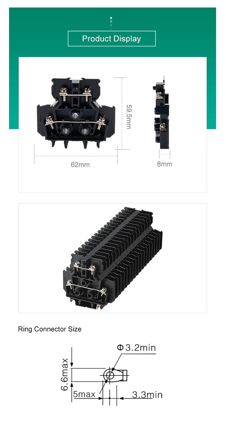 Universal Double Layer DIN Rail Terminal Block for AWG 22-14 Ring Connector