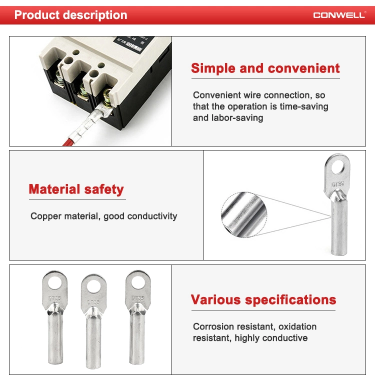 Single Hole Copper Crimp Cable Lugs Ring Terminals