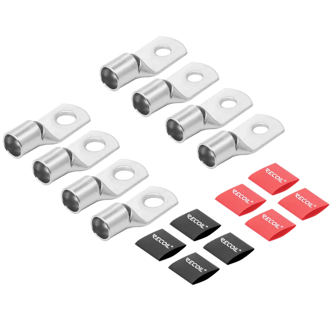 Edge Rt4-8K 8PCS 4AWG 3/8in and 4AWG 5/16in Copper Ring Terminals, Cable Lugs, Heavy Duty Battery Lugs