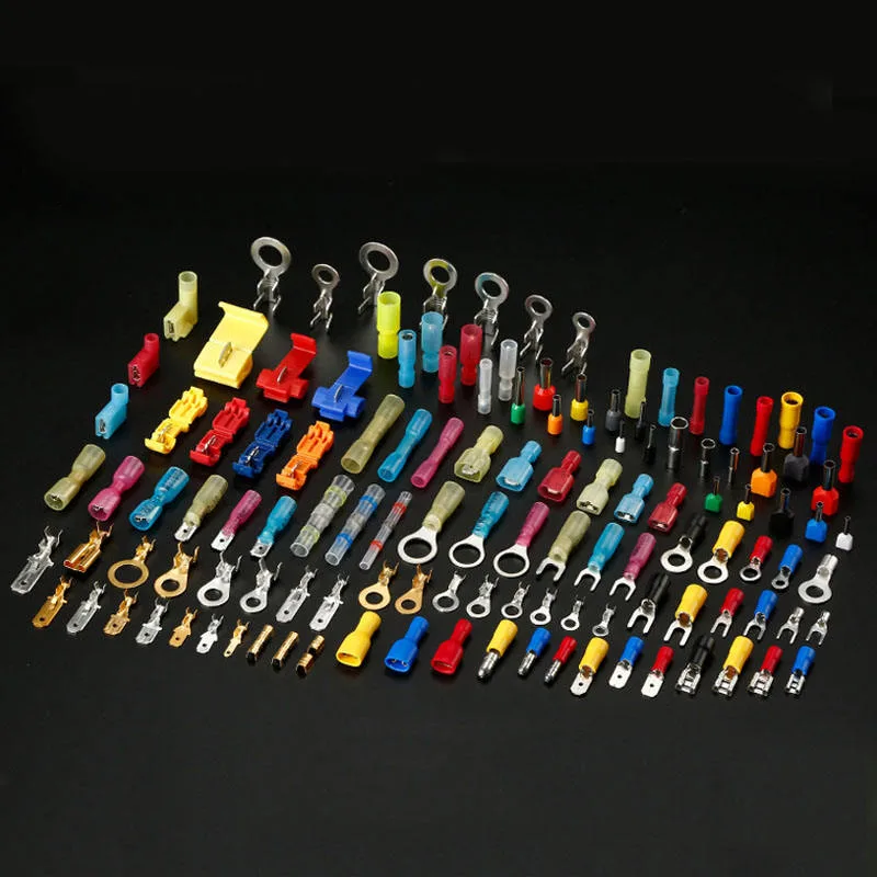 Black/Red/Blue/Yellow Round Cable Connector RV Types Connecting Sizes Insulated Wire Terminals Copper Insulated Ring Terminal Lug