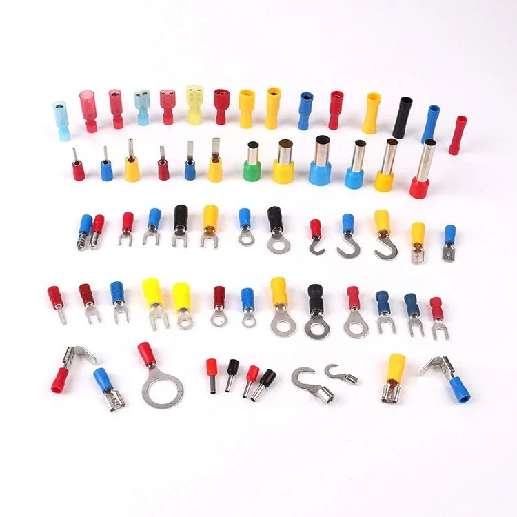 Black/Red/Blue/Yellow Round Cable Connector RV Types Connecting Sizes Insulated Wire Terminals Copper Insulated Ring Terminal Lug