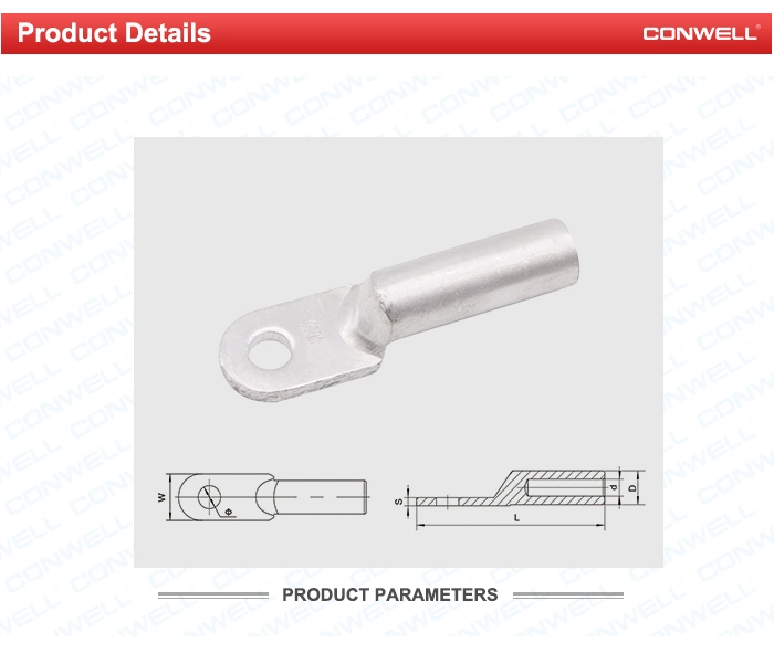 Round 16mm2 Aluminum Cable Lugs Termination Crimp Type