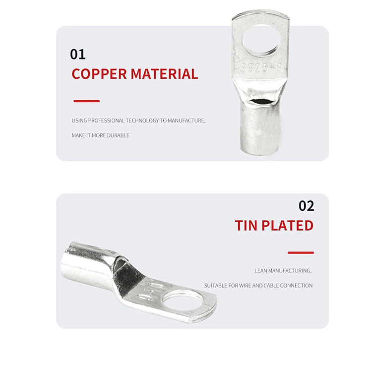 Sc/Jgk Tinned Copper Cable Lug Brass Electrical Terminal Ring Connector 2.5mm 25mm, 35mm, 50mm, 95mm, 185mm