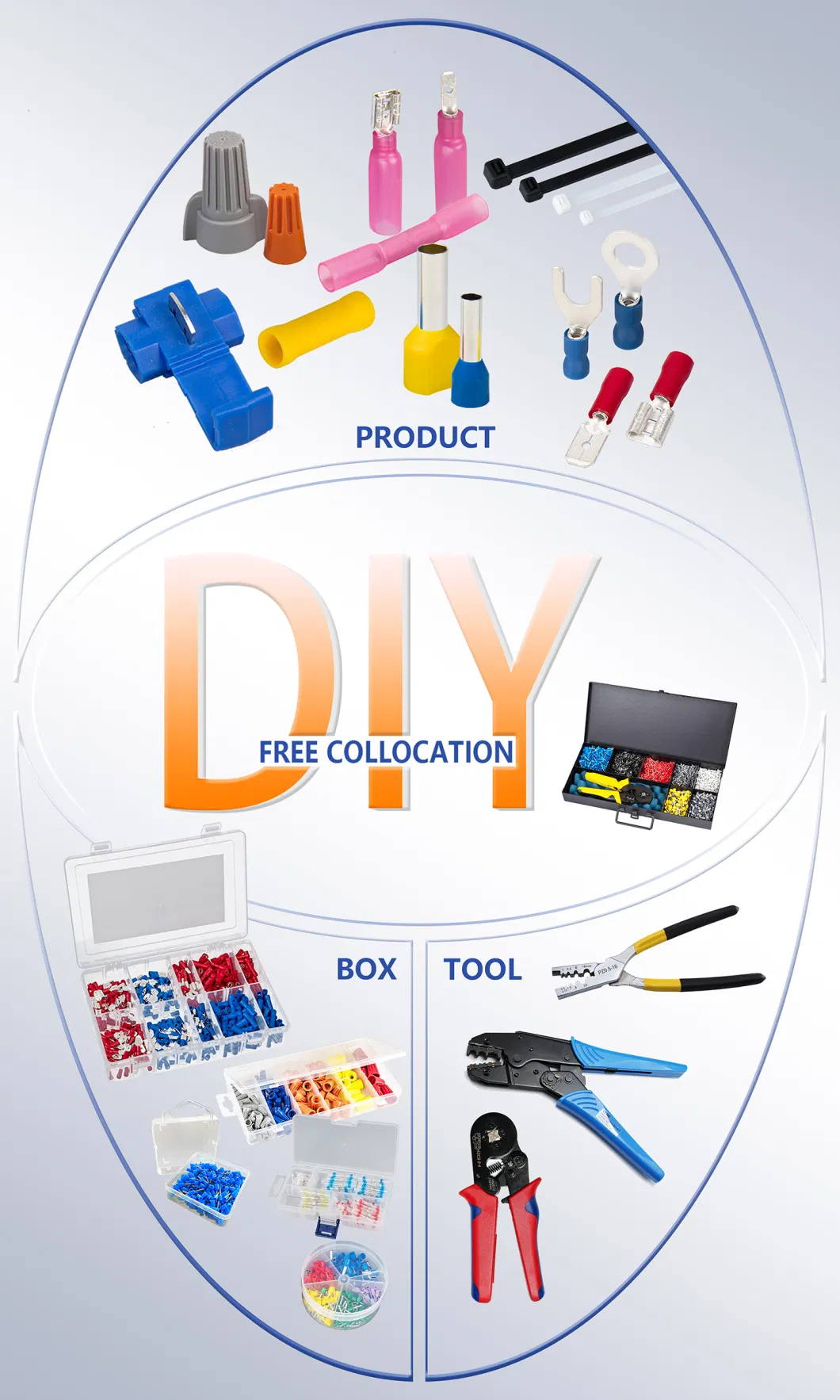 Multi-Functional Assorted Insulated Electrical Wire Terminal Crimp Kit