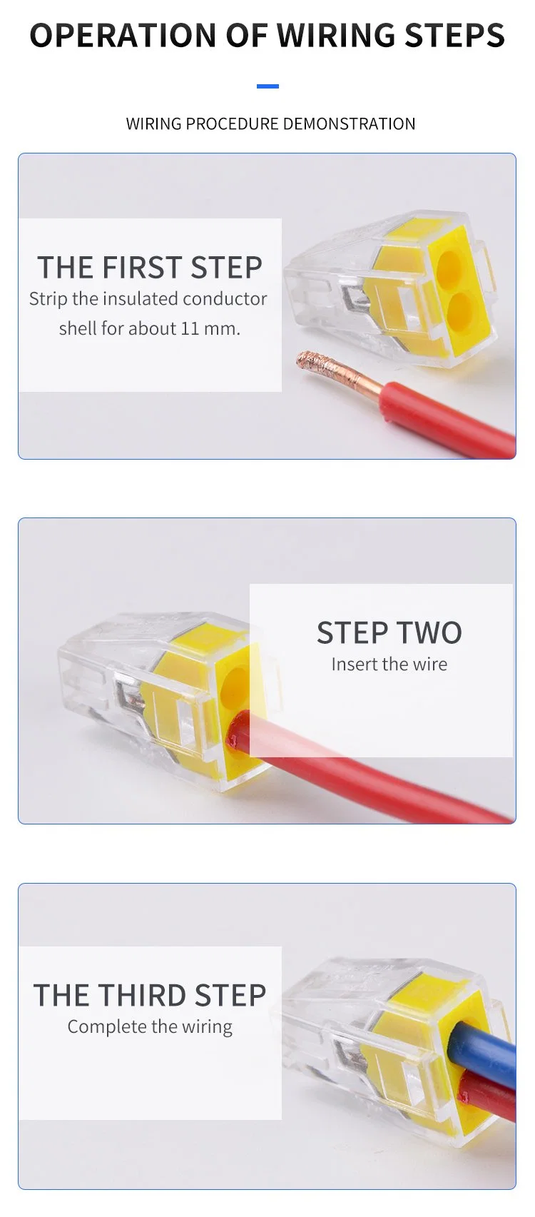 Compact Strip PCB Copper 1 to 2.5mm2 24A 2 Way Yellow Fast Wire Connector Universal Cables Terminal Block