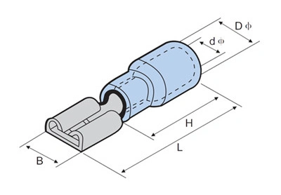 Nylon and Brass 22 to 16 AWG Male Fully Insulated Quick Crimp Terminal Connectors Type