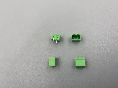 Bloque de terminales de PCB de ángulo de la conector de clavija tipo tapón color verde