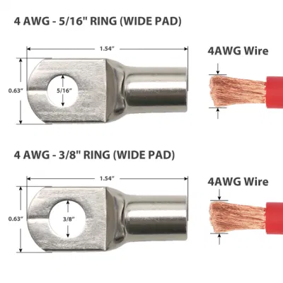  Rtsc borde-4K 8pcs 4ga de 3/8 pulgada &4ga 5/16terminales de anillo de cobre de pulg.