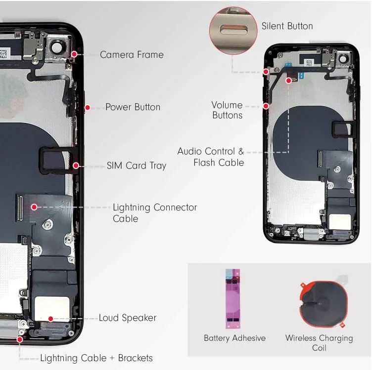 Phone 8 Back Middle Full Housing Assembly Battery Cover with Flex Cable