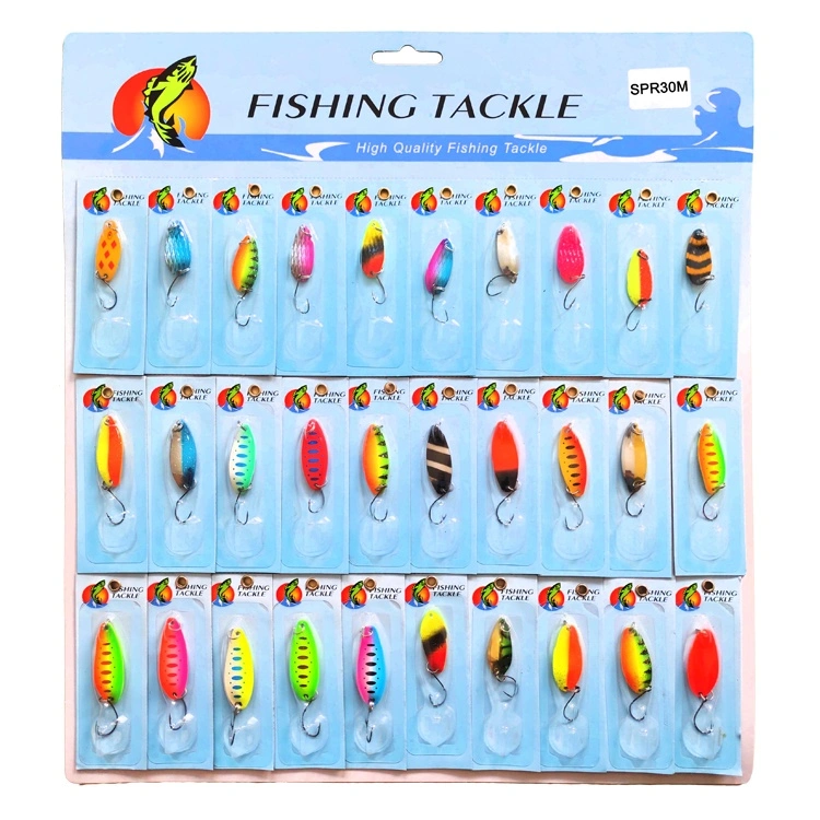 Fishing Spoons Metal Lures, 30PCS Colorful Casting Fishing Spinner Baits Trout Trolling Spoon Fishing Lures Sharp Treble Hooks Tackle Kit