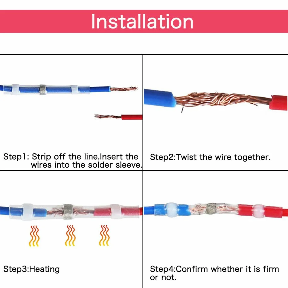 100PCS Waterproof Seal Middle Solder Ring Butt Terminal Solder Seal Wire Connectors