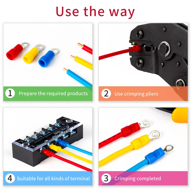 RV Series Wire Terminal Electrical Insulated Crimp Copper or Brass Ring Terminal R1.25, R2.0, R3.5, R5.5