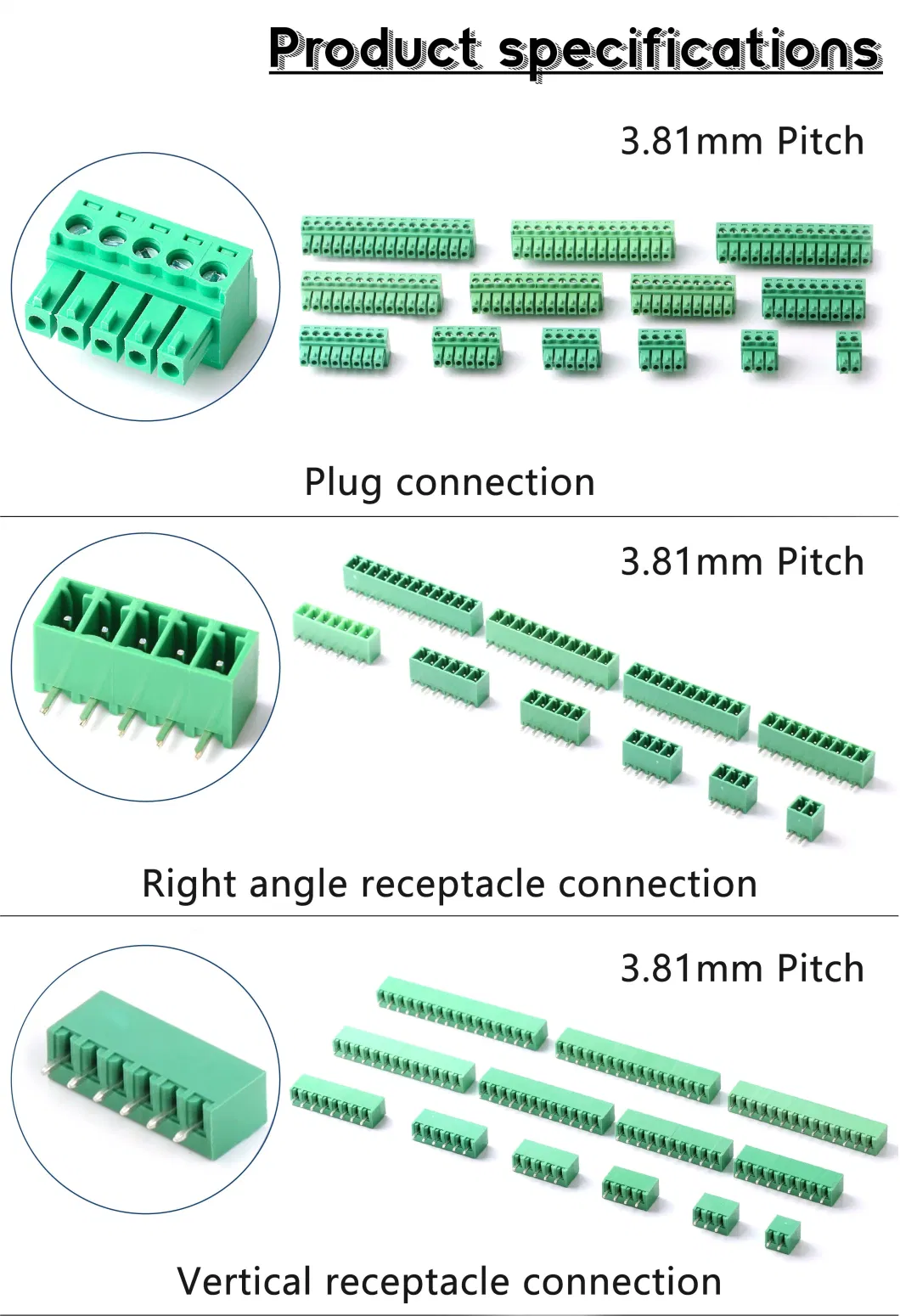 Common Ued 4 Pin 5mm Pitch Male PCB Mount Screw Type Terminal Block Green Color 300V 10A