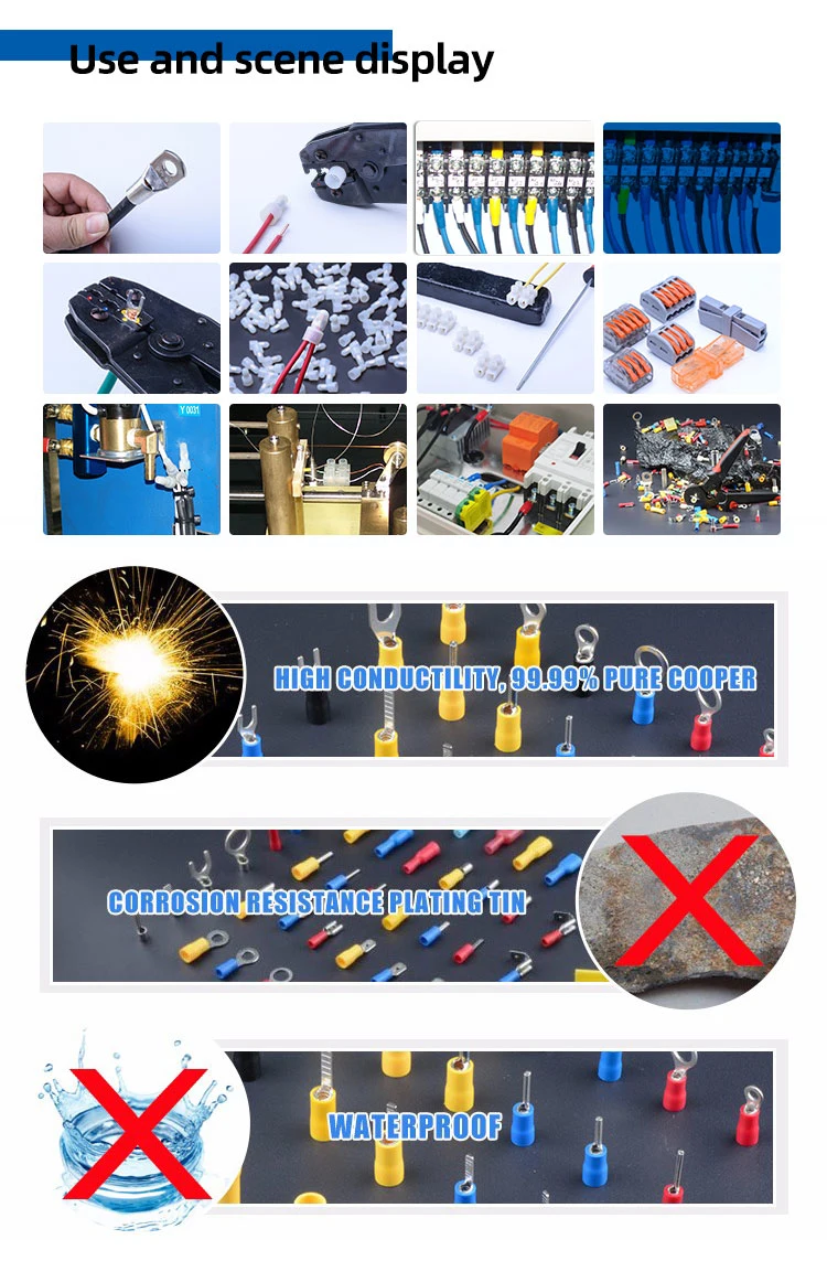 RV Series Wire Terminal Electrical Insulated Crimp Copper or Brass Ring Terminal R1.25, R2.0, R3.5, R5.5