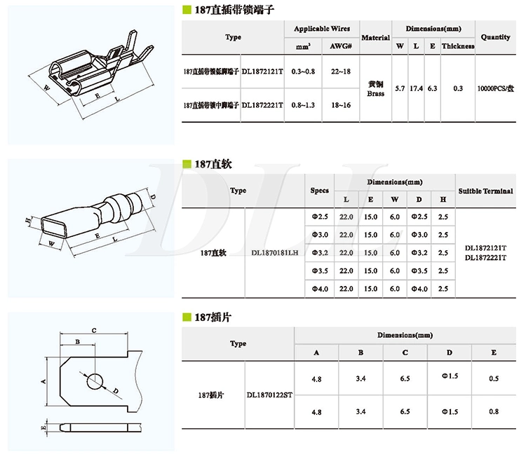 Replace Molex 187 Straight Connector Terminals for Washing Machine