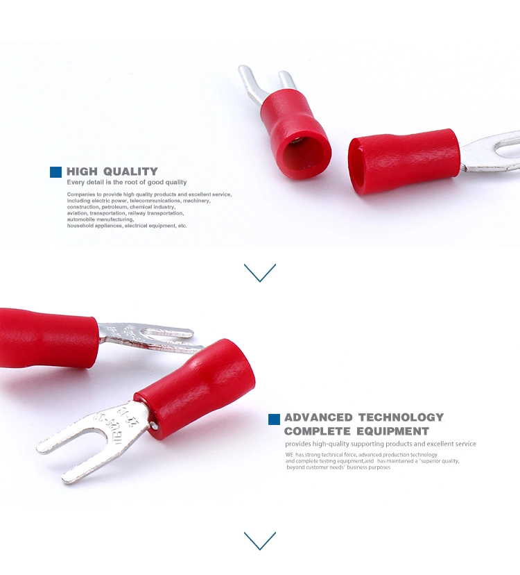 Sv Series Copper Fork Insulated Electrical Wire Crimp Terminals Spade Terminals