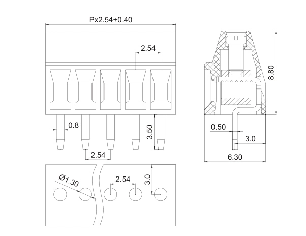 Screw Type PCB Terminal Blocks Cable Connector 3.50mm 3.50mm Pitch