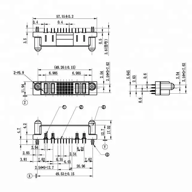 4pin 24signal AC DC Power Distribution Amphenol Icc Fci Power Blade Connector