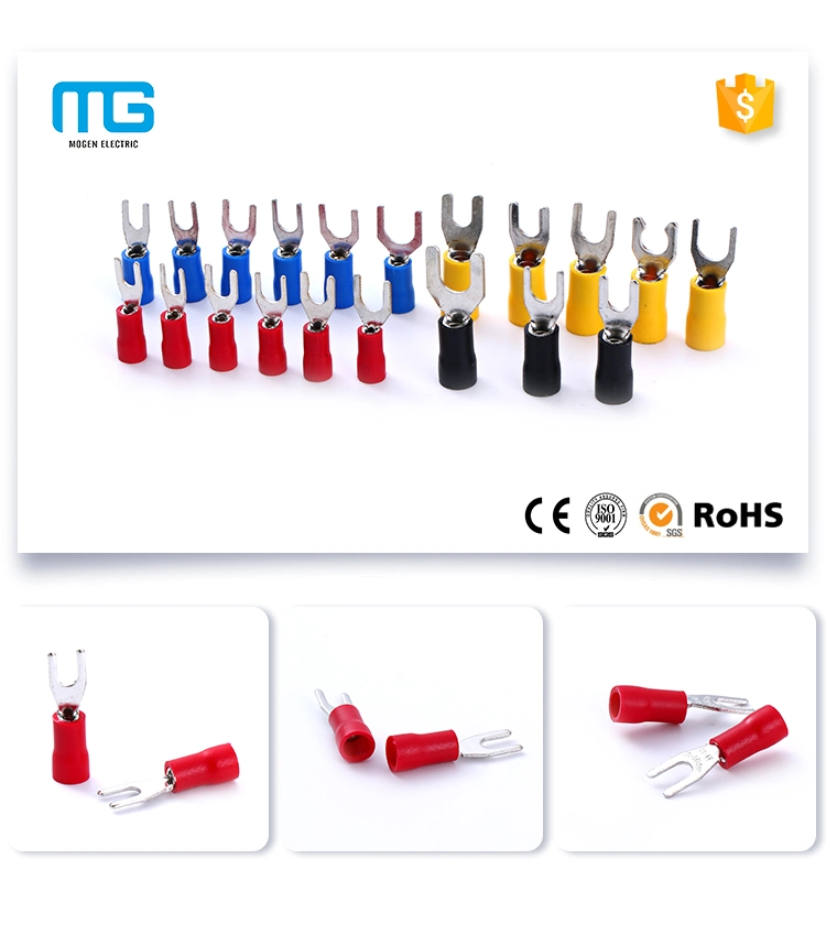 Sv Series Copper Fork Insulated Electrical Wire Crimp Terminals Spade Terminals