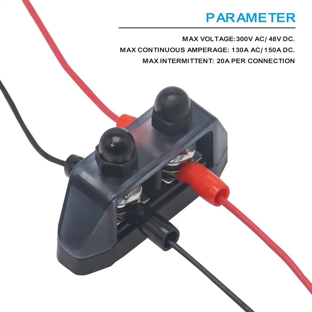 Edge Pg2-516 Insulated 2 Position Busbar 2 X 5/16&rdquor; Studs Terminals Power Distribution Block with Ring Terminals