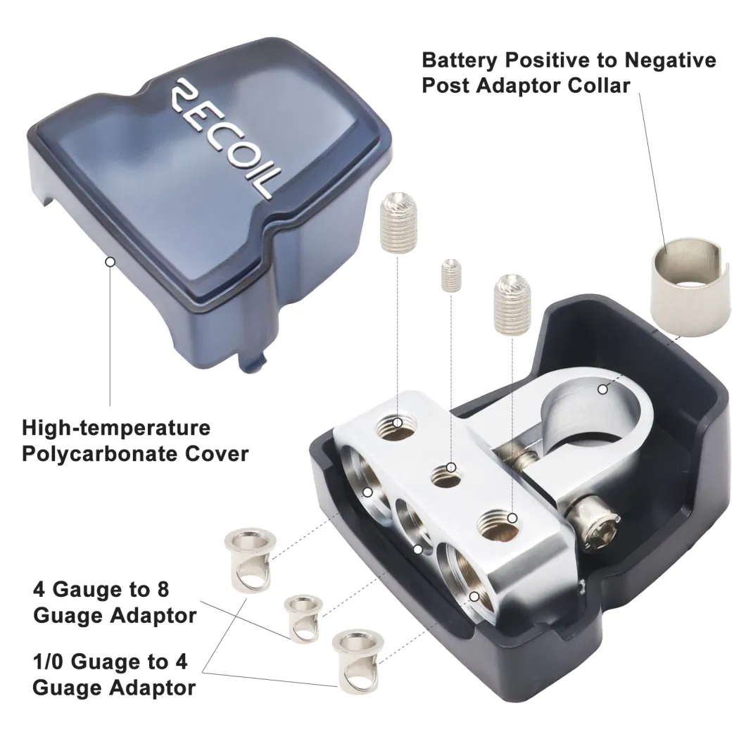 Edge PBT-2014 2 Pack Premium Solid Brass Positive/Negative Battery Terminals with Two 0/2/4 Gauge Outputs and One 4/8 Gauge Output