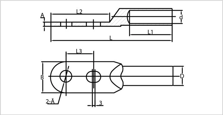 2 Holes Cable End Terminal Crimp Type Bimetal Terminal Lug