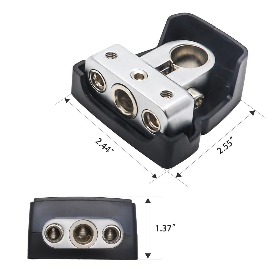 Edge PBT-2014 2 Pack Premium Solid Brass Positive/Negative Battery Terminals with Two 0/2/4 Gauge Outputs and One 4/8 Gauge Output