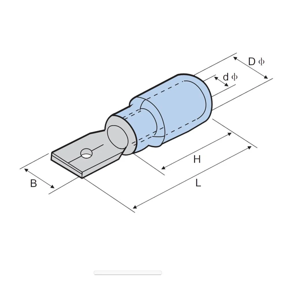 Insulated Male Disconnector Mdd1.25-250 Insulated Spade Terminal Disconnect Male Flange Terminals